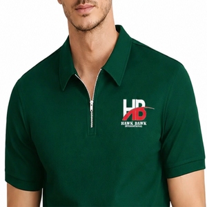 เสื้อผู้ชายแบบซิป ¼  ทรงพอดีตัว ระบายอากาศได้ดี ผ้าถัก 100% คอตตอน แห้งเร็ว เนื้อผ้านุ่ม - Product Image 4