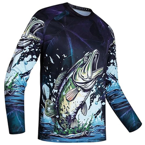 Maillot de pêche respirant 100 % polyester de haute qualité à transfert thermique, avec logo personnalisé, manches longues, séchage rapide, protection UV - Product Image 1