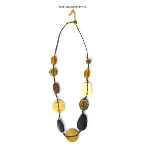 Bohemian Geometric Bone <b>Beaded</b> <b>Necklace</b> With Natural Stone Accents Unisex Strand Jewelry Wedding Party at Best Price - Product Image 2
