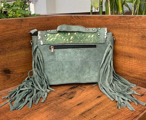New Metallic Fur Suede Leather Fringe Handbags Western Stylish Crossbody Sling Purse Hot Selling Shoulder Strap Bags for Women's - Product Image 5