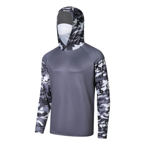 Chemise à capuche à manches longues camouflage unisexe, protection UV, manches longues, polyester, haut d'été pour l'extérieur - Product Image 2