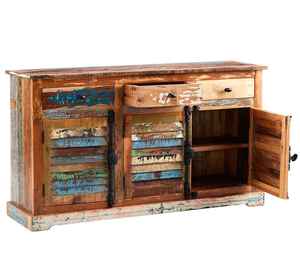 Mueble Auxiliar Modular Rústico de Madera Reciclada Ecológico y Duradero Hecho a Mano con Puertas Correderas Estilo Vintage - Product Image 2