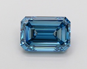 Diamant de laboratoire bleu vif taille émeraude de 1,58 carat, clarté VS1, polissage excellent, pierre précieuse CVD de qualité supérieure pour bijoux sur mesure - Product Image 1
