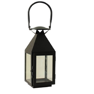 Venta al por Mayor de Faroles Portátiles de Metal y Vidrio de Calidad Perfecta con Acabado Negro Mate, Farol para Velas para el Hogar y Bodas - Product Image 1