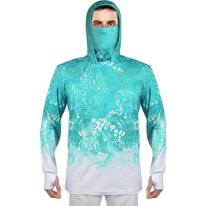 T-shirts de pêche à manches longues pour hommes en bambou recyclé, respectueux de l'environnement, avec protection UV UPF50+, évacuation de l'humidité et masque intégré - Product Image 5