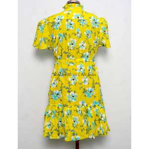 Wholesale Customize High Quality Womens Clothing Short Cute Casual <b>Mini</b> Dress Floral Print Slim Short-sleeve Dresses - Product Image 6