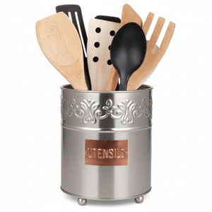 Porta Cubiertos de Acero Inoxidable de Alta Calidad con Acabado Plateado, Organizador de Utensilios con Bandeja y 3 Compartimentos para Almacenamiento en la Cocina - Product Image 2