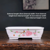 Pot Bonsai Yixing Persegi Panjang Ringan Mudah Dipindahkan, Berlapis Porselen, Dilengkapi Lubang Drainase, Cocok untuk Penggunaan di Meja, Finishing Mengkilap, Berkualitas Tinggi