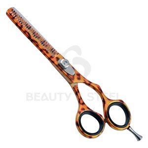 Ciseaux de coiffure de luxe droits en acier inoxydable 420 à motif animalier, manche gravé floral vintage pour un coiffage de précision - Product Image 1