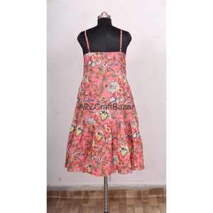 Vestido Midi Ajustado de Mujer, Ecológico, Tejido, 100% Algodón Puro, Cuello en V, Estampado Floral, con Bolsillos, Estampado Digital, Casual - Product Image 1