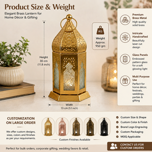 Lanterne à bougie en laiton de style marocain, support métallique pour bougie, lanterne suspendue, décoration d'intérieur, Ramadan, centre de table pour mariage, lumière - Product Image 2