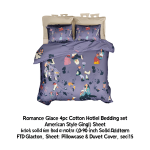 Romance Glace 4pc Cotton Hotel Bedding Set American Style <b>Single</b> 60x90 Inch <b>Bed</b> <b>Sheet</b> Solid Cartoon Pattern FTD Glace Cotton - Product Image 2