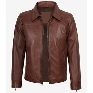 2026 OEM Hot Selling Genuine Cognac Brown Cowhide Leather <b>Jacket</b> For Men's 100%High Quality Low MOQ Winter Fashion <b>Heated</b> <b>Jacket</b> - Product Image 4