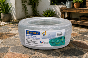 Tuyau d'aspiration en PVC KARYON CrystalFlow 50MM X 20M, flexible, transparent, pour l'arrosage du jardin - Product Image 1