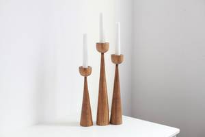 Handmade Wooden <b>Tapered</b> Candlestick Holder Set for Home Decoration and Wedding Occasions - Product Image 2