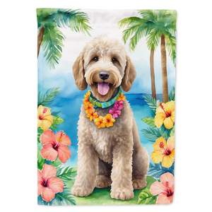 Bandera de jardín Labradoodle Luau Multicolor, bandera decorativa para patio, obra de arte para patio para macizos de flores y decoración de buzón - Product Image 1