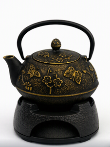 cast iron <b>teapot</b> with candle stand Cast Iron <b>Teapot</b> 900ml Retro Peony Tea Pot with Lid Floral Tea Kettle for Stovetop Tea Servin - Product Image 1