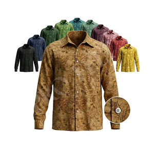 เดรสผ้าฝ้ายเนื้อนุ่มสำหรับผู้ชายเสื้อเชิ้ตแขนยาวพิมพ์ลายแบบกำหนดเองทันสมัยสินค้ามาใหม่ - Product Image 1