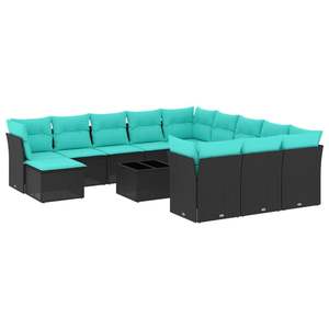 Juego de Sofás de Patio de 13 Piezas en Poliratán Negro con Cojines, Elegante Colección de Muebles para Exteriores - Product Image 2