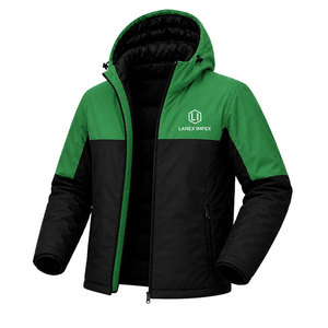 Custom Men's <b>Waterproof</b> Hooded Puffer <b>Jacket</b> Winter Windproof Insulated Outdoor Thermal Coat Green Black Full Zip <b>Parka</b> OEM ODM - Product Image 3