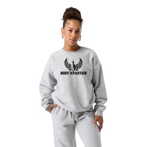 Sweat-shirt à col rond gris clair pour femme, manches longues, en molleton, décontracté, pour la salle de sport, doux, léger, pour tous les jours - Product Image 2