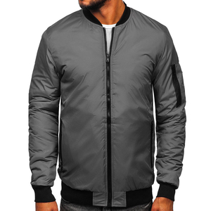 Men’s Lightweight Bomber Jacket Custom Casual Windbreaker <b>Zip</b> Front Jacket Comfortable Ribbed Collar Outerwear for Travel Sports - Product Image 1