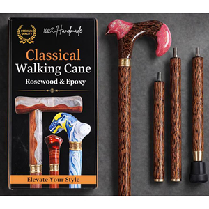 Bâton de marche traditionnel en bois fait main pour seniors, en chêne naturel avec poignée confortable - Product Image 6