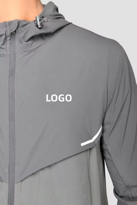Chaqueta Cortavientos con Capucha para Hombre, Color Sólido, Cierre de Cremallera, Estilo Casual, para Otoño, Material de Poliéster, Logotipo Frontal - Product Image 6