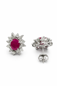 Pendientes de rubí y diamante en plata de ley 92.5 KLST-30930 - Product Image 2