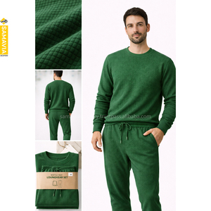 Conjunto de Ropa Exterior de 2 Piezas RTP Cozy Samavia para Hombre, Tejido Waffle Pique de Poliéster/Algodón, 300gsm, Transpirable, Estilo Europeo Personalizado - Product Image 4