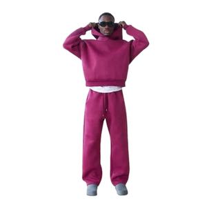 Pantalon de survêtement à capuche en polaire épaisse OEM ensemble de jogging 2 pièces pantalons cargo d'entraînement survêtements coupe ample costumes de survêtement à impression personnalisée - Product Image 6