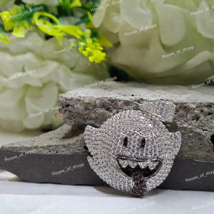 จี้ผียิ้มประดับเพชรโมอิสซาไนต์ เงินแท้ 925 สไตล์ฮิปฮอปการ์ตูนสุดน่ารัก - Product Image 4