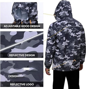 <b>Men</b>’s Packable Camouflage Windbreaker – Ultra-Lightweight Weather-Resistant Shell with Integrated Travel <b>Pouch</b> Softshell Jacket - Product Image 2