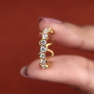Bague demi-éternité en diamant de laboratoire taille ronde, en or 14 carats avec tige torsadée, pour mariage, empilable, pour anniversaire, bijoux en gros - Product Image 1