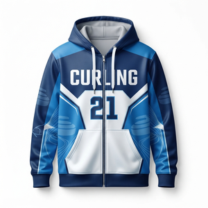 Sweat à capuche zippé pour homme, bleu gris, imprimé par sublimation, coupe sportive, séchage rapide, vêtement d'automne pour le VTT - Product Image 5