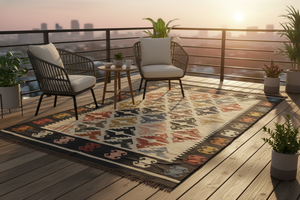 Alfombra Kilim de Yute y Lana Tejida a Mano – Diseño Tribal Geométrico Vintage, Tejido Plano, Estilo Bohemio para Pasillo y Sala de Estar - Product Image 2