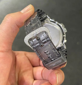 Montre unisexe élégante en quartz avec demi-diamants Moissanite VVS1, boîtier en acier inoxydable et bracelet en caoutchouc, bijoux Hip Hop - Product Image 5