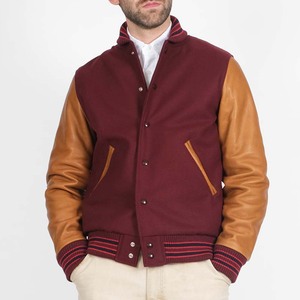 Chaqueta Bomber Varsity Personalizada para Hombre, de Lana y Cuero, Cuerpo de Lana Premium, Mangas de Cuero Genuino, Puños Acanalados y Botones a Presión - Product Image 1