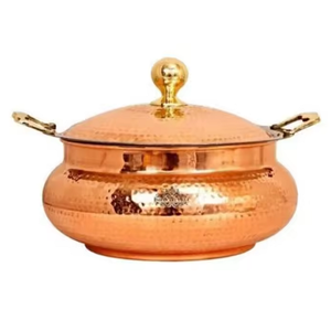 Bol en cuivre pur poli avec couvercles, idéal pour servir à la maison, ustensile de cuisine en métal pour la cuisine - Product Image 4