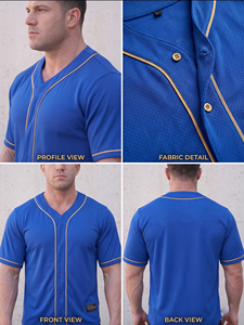Maillots de baseball pour hommes à séchage rapide, chemises de baseball pour hommes à manches courtes entièrement boutonnées, maillots américains à col en V - Product Image 6