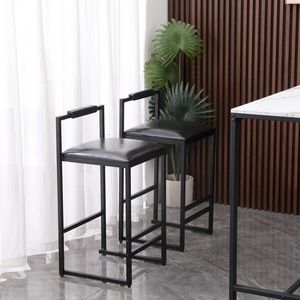 Set di 2 Sgabelli da Bar Neri con Schienale, Altezza Bancone, Rivestiti in Pelle PU, con Poggiapiedi - Product Image 5