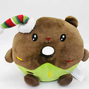 Oso de peluche relleno de chocolate personalizado, peluche de elfo con gorro navideño a rayas, peluche de donut verde - Product Image 2