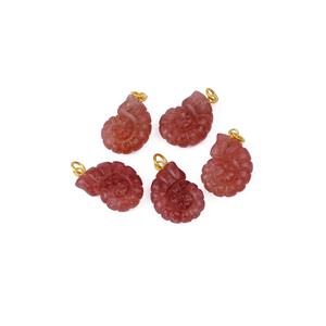 Colgante de Concha de Nautilus Tallada con Cuarzo Cereza Chapado en Oro Latón de Moda, Joyería de Piedras Preciosas Naturales Unisex - Product Image 2