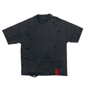 เสื้อยืดคอกลมโอเวอร์ไซส์ผ้าฝ้ายหนาพิมพ์ลายโลโก้ตามสั่งขายส่งจำนวนมากสำหรับผู้ชายทรงหลวมไหล่ตกสไตล์สตรีทแวร์ - Product Image 1