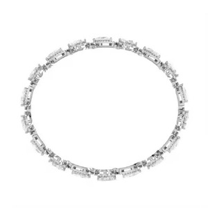New Round Shape Moissanite Diamond Heart <b>Bracelet</b> Bezel Setting 18K White Gold Diamond <b>Bracelet</b> for Both Men and Women - Product Image 4