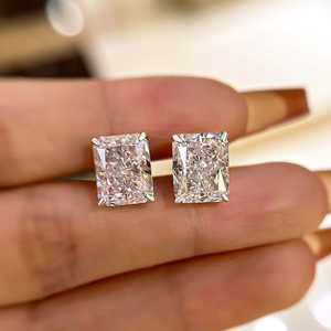 Pendientes de lujo con moissanita de corte radiante VVS1 de 3 quilates cada uno, chapados en rodio con plata de ley 925, regalo para amiga, fiesta de cumpleaños - Product Image 2