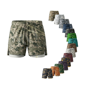 Apparel Clothing Custom Digital Camouflage Gym Shorts Double Layer Running Fitness Quick Dry <b>Compression</b> Training Shorts Men's - Product Image 1