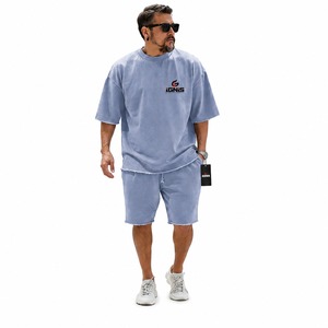 Ensembles d'été pour hommes, tenue décontractée en deux pièces, t-shirt à manches courtes et short assorti pour un usage quotidien avec service OEM - Product Image 5