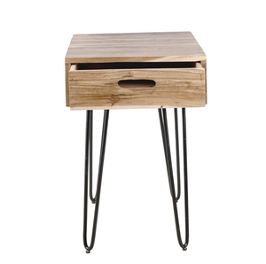 Solid Wood Nightstand <b>With</b> 1 Drawer Bedside <b>Table</b> <b>Foldable</b> Hairpin <b>Leg</b> End <b>Table</b> for Bedroom - Product Image 1