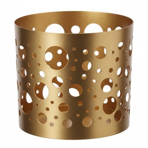 Porte-bougie cylindrique en acier blanc avec découpe géométrique pour la décoration de la maison, mariage, Noël, vaisselle de table - Product Image 6